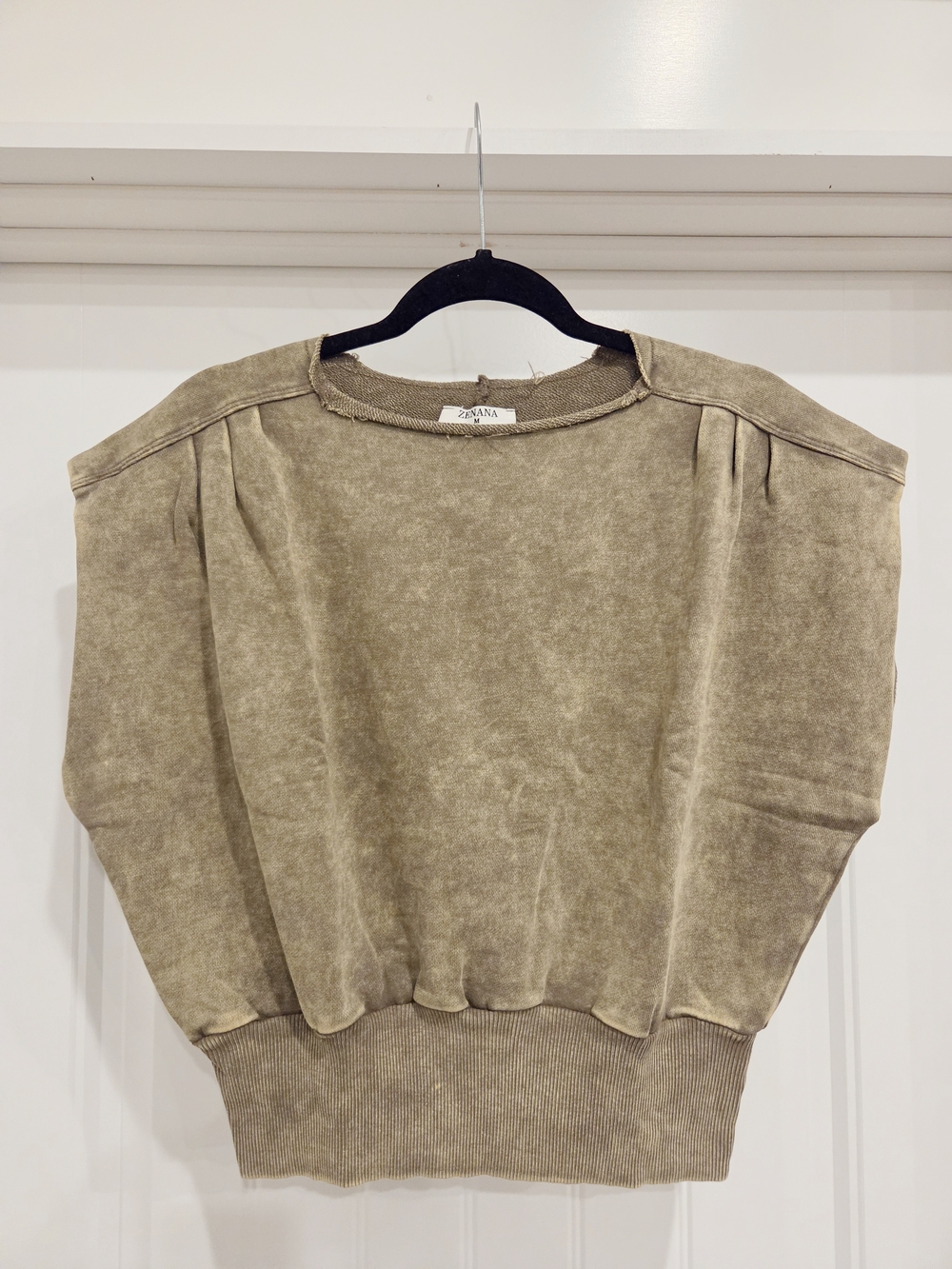 Zenanna Short Sleeve/Sleeveless Acid Washed Sweat Top